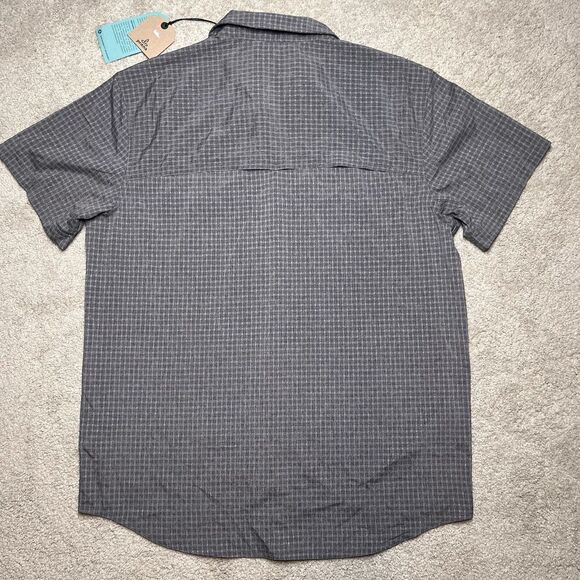 prAna Garvan Shirt Mens Large Gray Plaid Short Sleeve Vented Outdoor Hiking - Picture 7 of 10